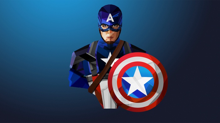 Captain America with Shield Low Poly Artwork