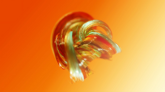 Orange and green glass waves abstract