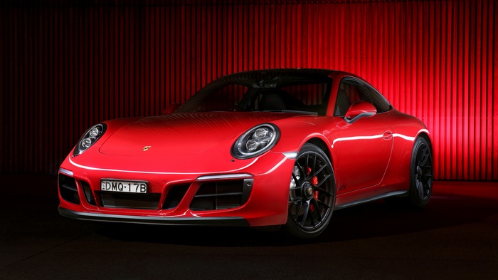 Red Porsche 911 Carrera 4 GTS Coupe 2017 4K