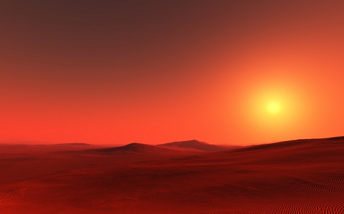 Desert landscape at sunset