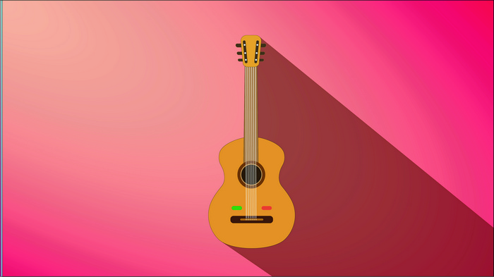 Minimalist Acoustic Guitar with Long Shadow