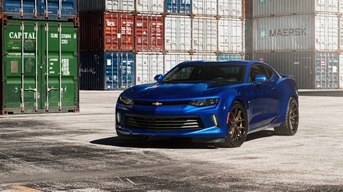 Blue Chevrolet Camaro with Ferrada Wheels