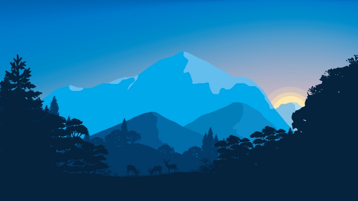 Minimalist Mountain Landscape at Sunset
