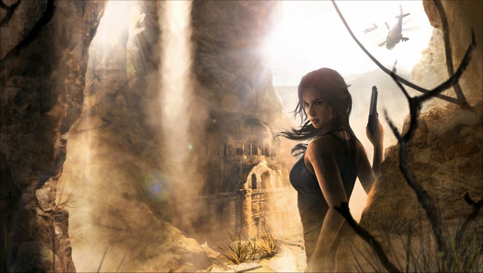 Lara Croft from Tomb Raider in a canyon