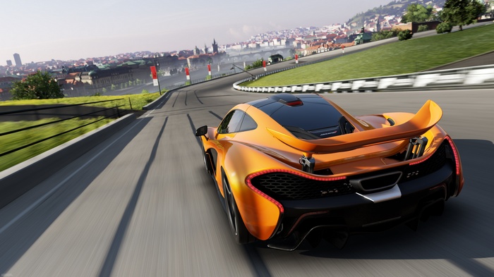 Orange McLaren P1 on a race track, Forza Motorsport 5