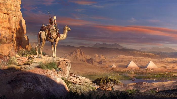 4K Assassins Creed Origins Egypt Pyramids Camel Rider