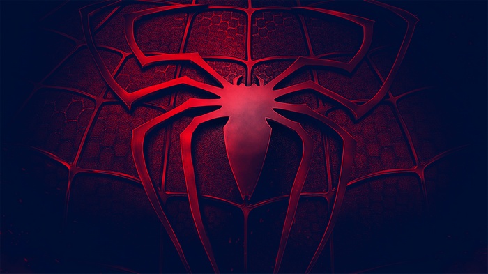 Spider-Man Logo on Red and Blue Background