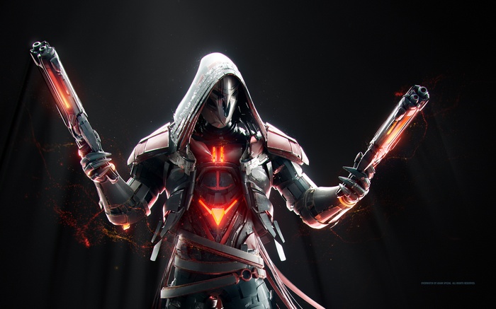 Reaper from Overwatch holding dual shotguns