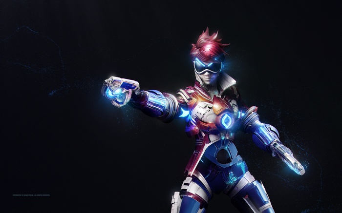 Tracer from Overwatch in futuristic armor