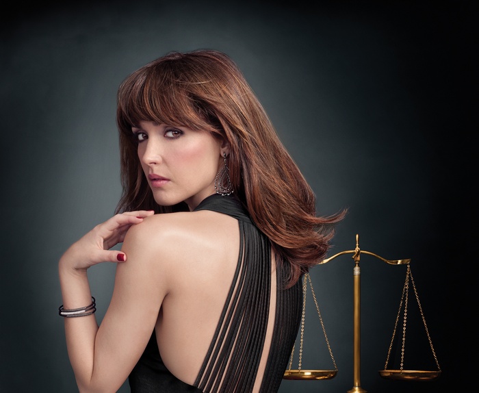 Rose Byrne with Scales of Justice