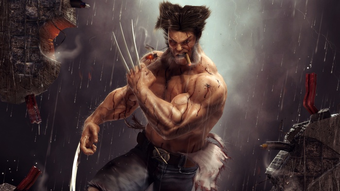 Wolverine with adamantium claws and cigar