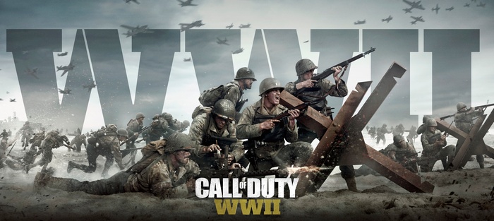 Call of Duty WWII soldiers on a beach landing