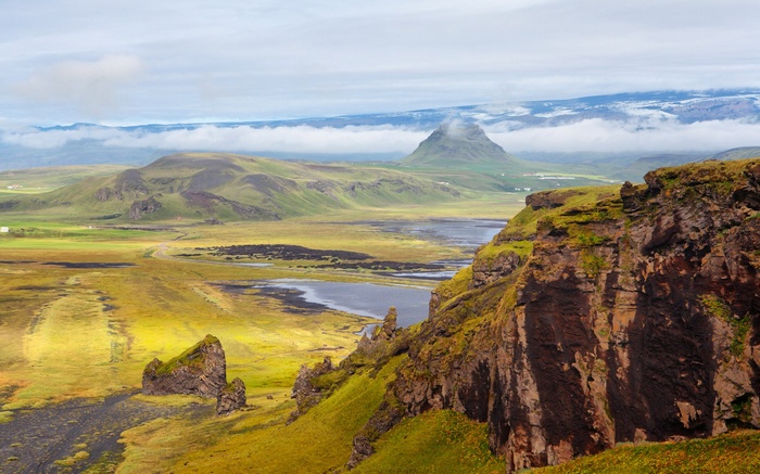 Icelandic Landscape with Mountains and Cliffs