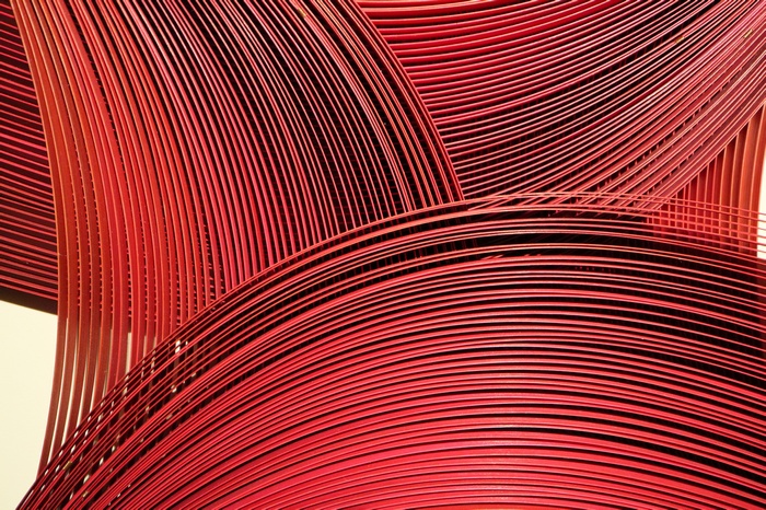 Red textured paper strips