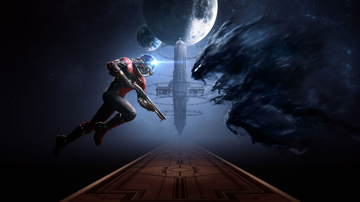 Morgan Yu from Prey fighting a shadowy alien