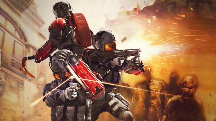 Soldiers fighting zombies in Umbrella Corps 4K