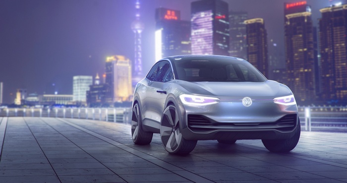 Volkswagen ID Crozz electric SUV in Shanghai at night 4K