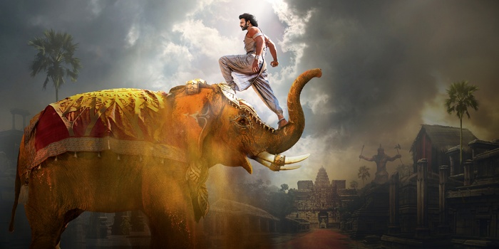 Prabhas from Baahubali 2: The Conclusion on an elephant