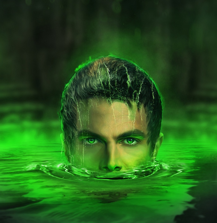 Oliver Queen in the Lazarus Pit from Arrow