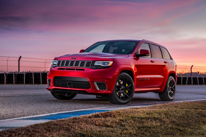 2018 Jeep Grand Cherokee Trackhawk on a Racetrack