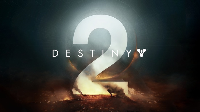 Destiny 2 logo with fiery landscape