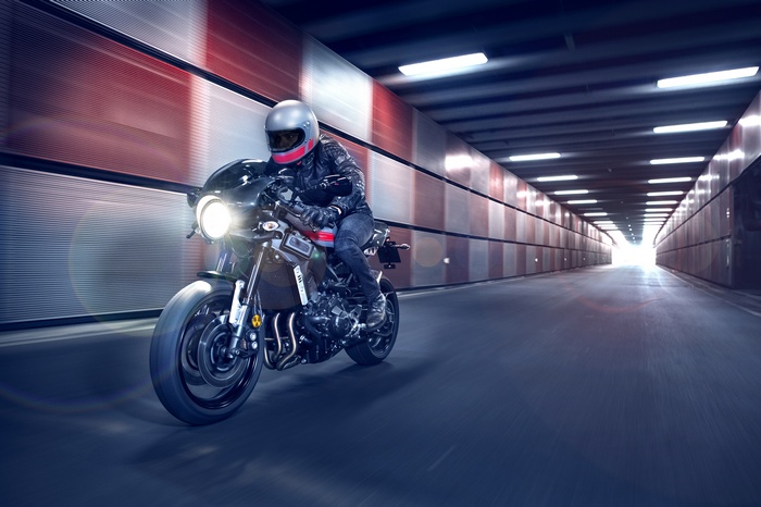 2017 Yamaha XSR900 Abarth motorcycle in tunnel