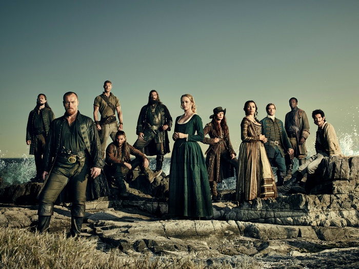 Black Sails Season 4 Cast Posed on Rocks