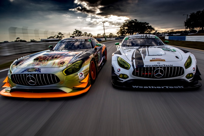Mercedes-AMG GT3 race cars at Sebring Raceway 4K