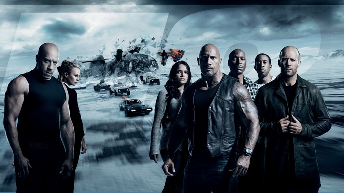 The Fate of the Furious cast on icy landscape