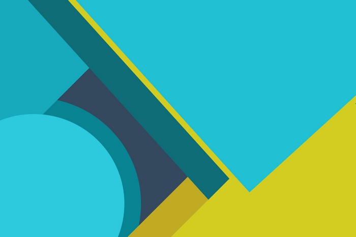 Abstract geometric shapes in teal and yellow