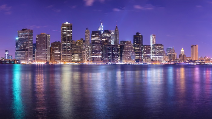 4K, Cityscape, East River, New York City, Nightscape