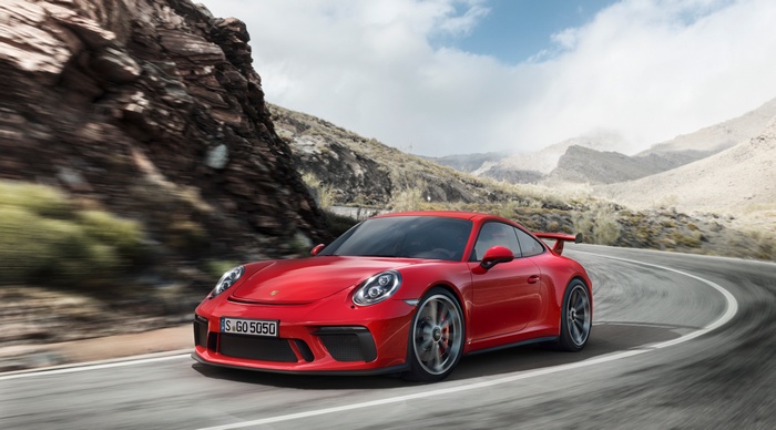 Red 2018 Porsche 911 GT3 on a Mountain Road