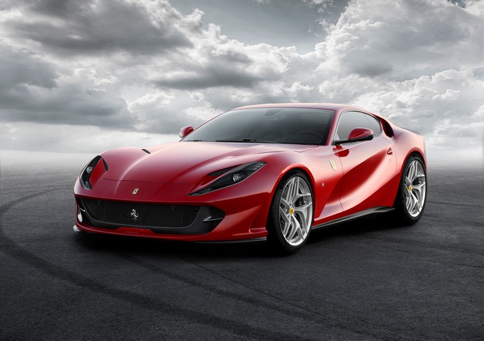 Red 2017 Ferrari 812 Superfast on Asphalt