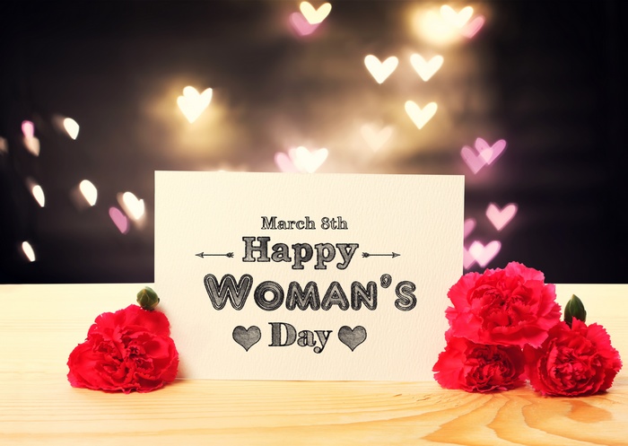 Happy Woman's Day card with carnations