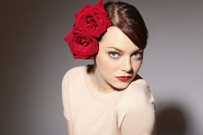 Emma Stone with Red Roses