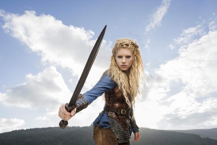 Lagertha from Vikings holding a sword