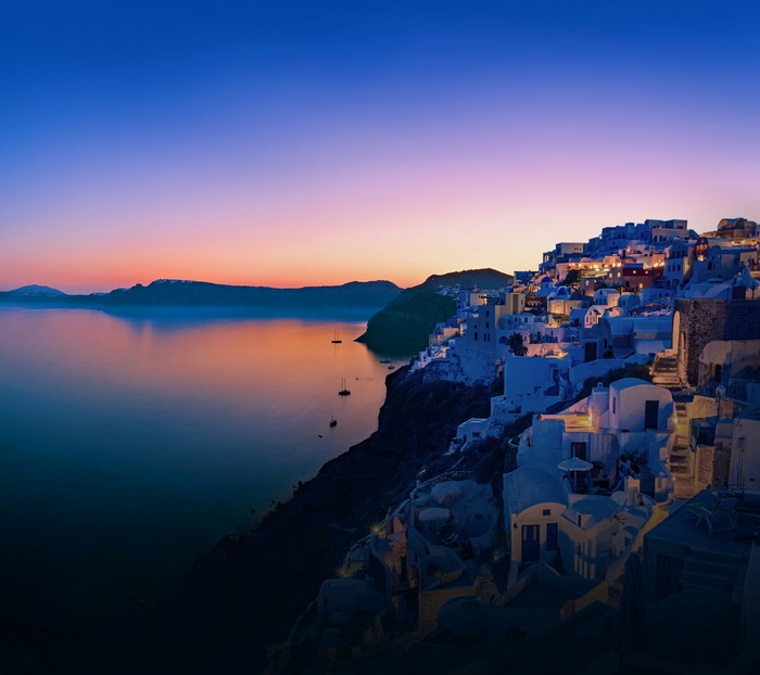 Santorini Greece at Dusk