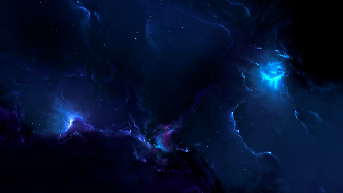 Deep Space Nebula with Blue and Purple Hues