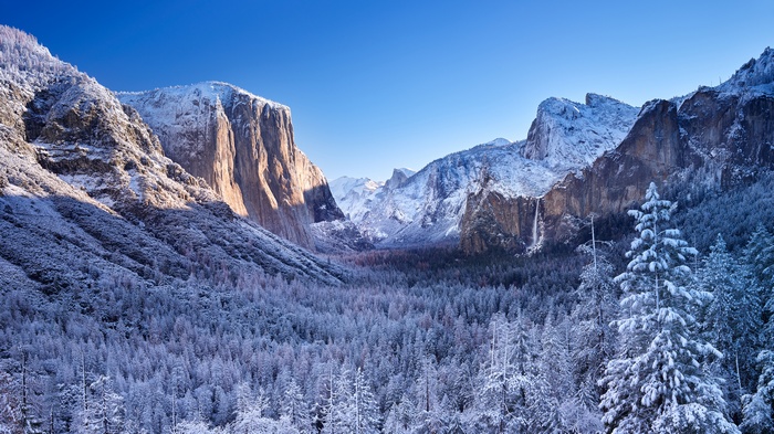 4K Winter Mountains Yosemite National Park