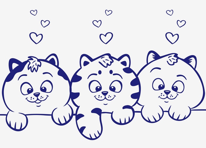 Cute Kittens with Love Hearts