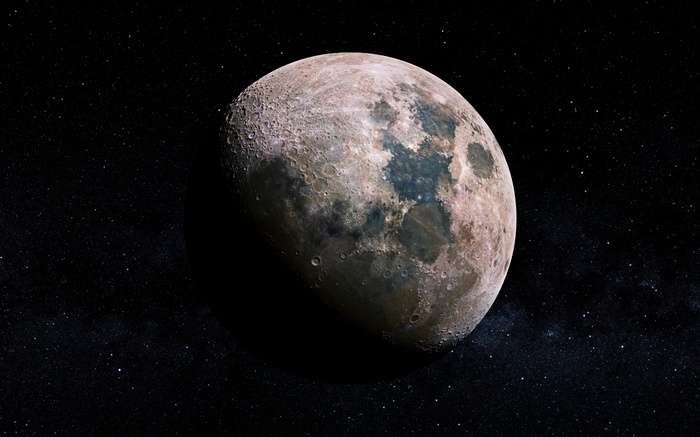 The Moon in Space with Stars