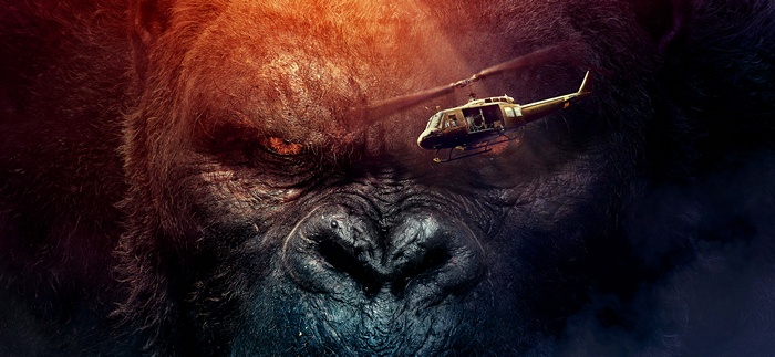 King Kong from Kong: Skull Island with a helicopter