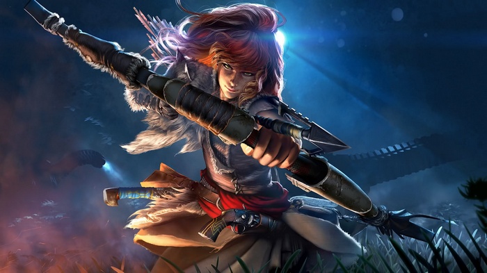 Aloy from Horizon Zero Dawn with a bow