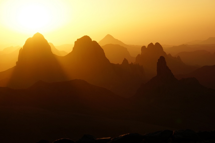 Sunrise over Hoggar Mountains, Assekrem, Ahaggar National Park