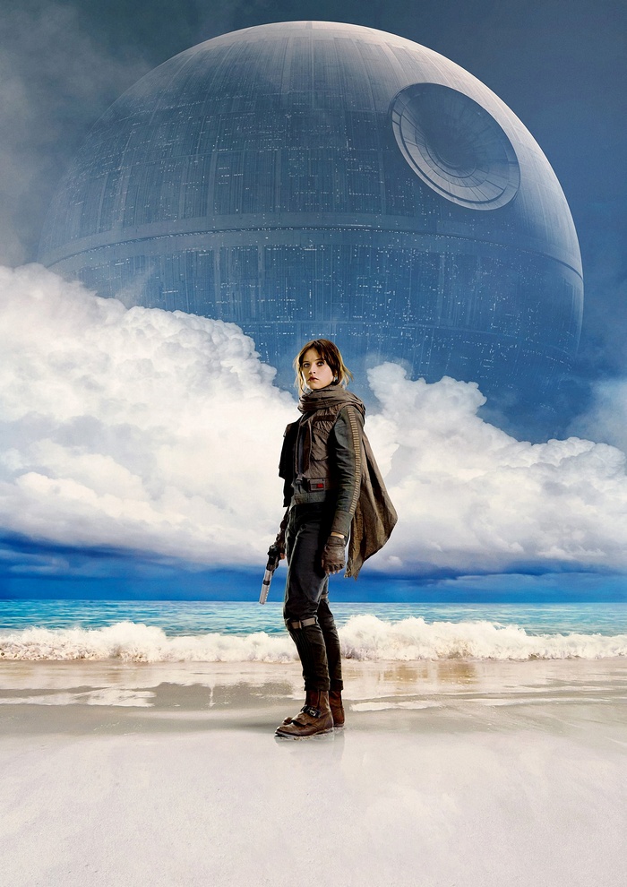 Jyn Erso from Rogue One: A Star Wars Story on a beach