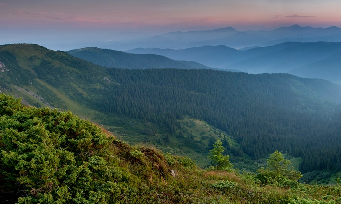 4K view of Carpathian Mountains in Ukraine