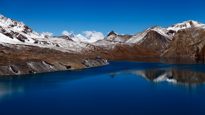 Tilicho Lake with Snow Mountains