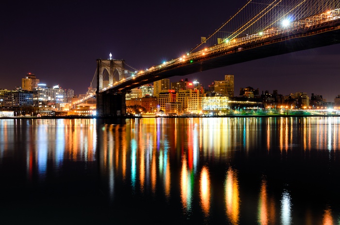 Brooklyn Bridge and New York City Skyline at Night