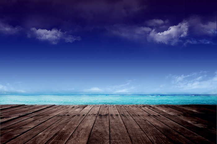 Wooden pier overlooking the ocean