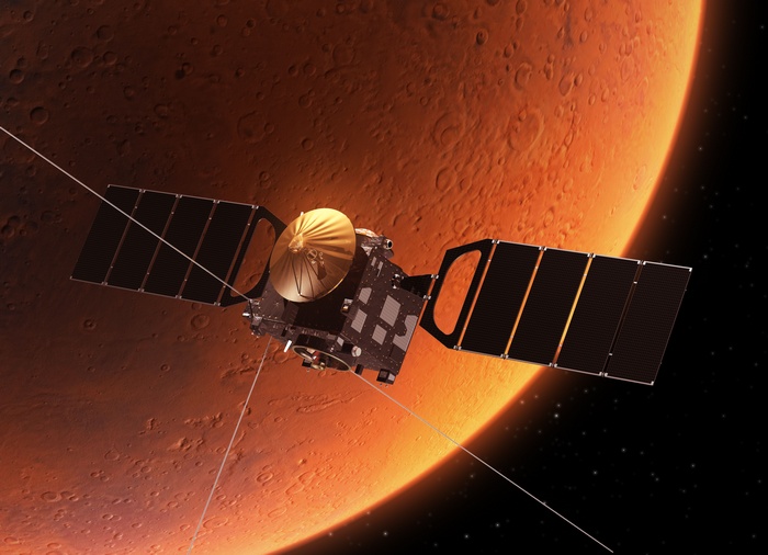 Spacecraft orbiting Mars
